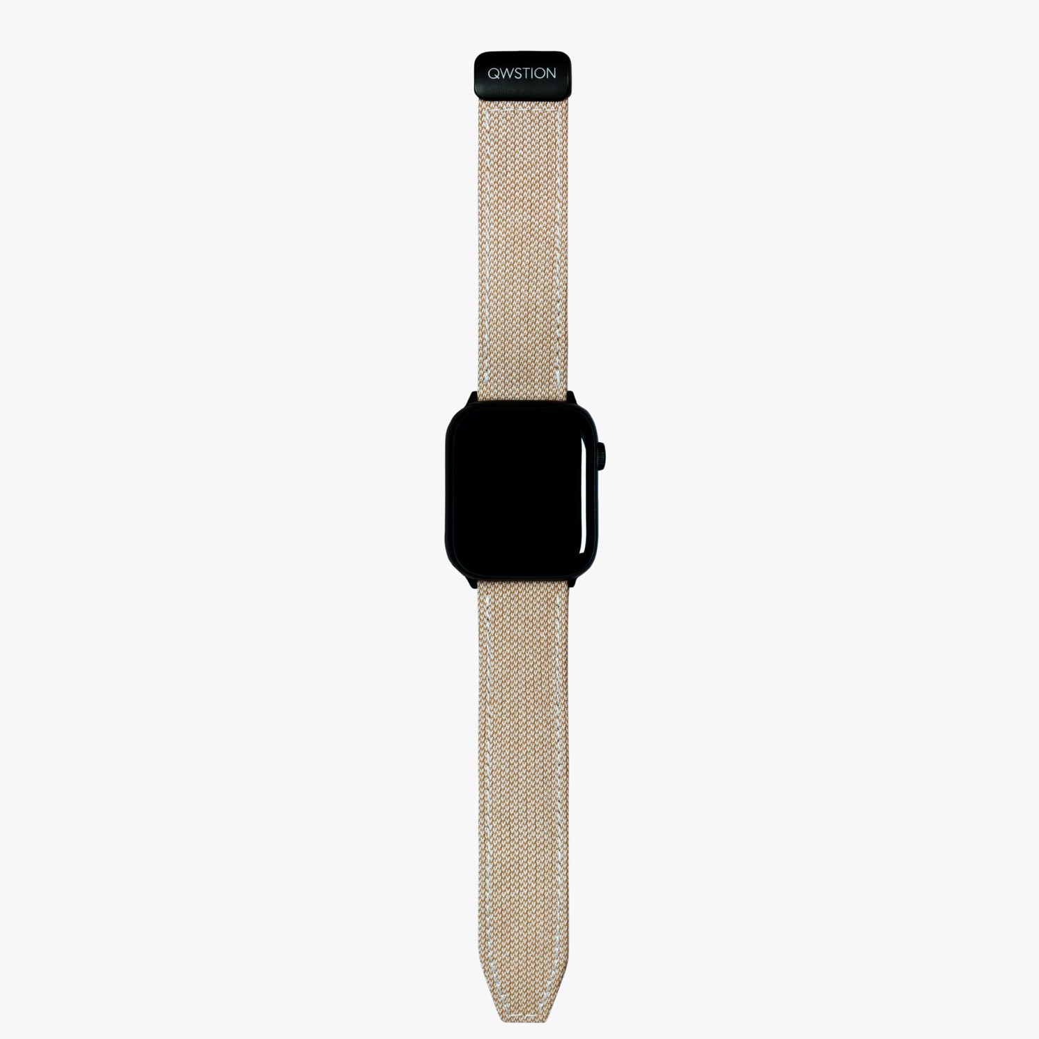 Anschlussdetails eines Apple Watch Armbands aus bananatex stoff von qwstion, ideal für umweltbewusste Käufer.