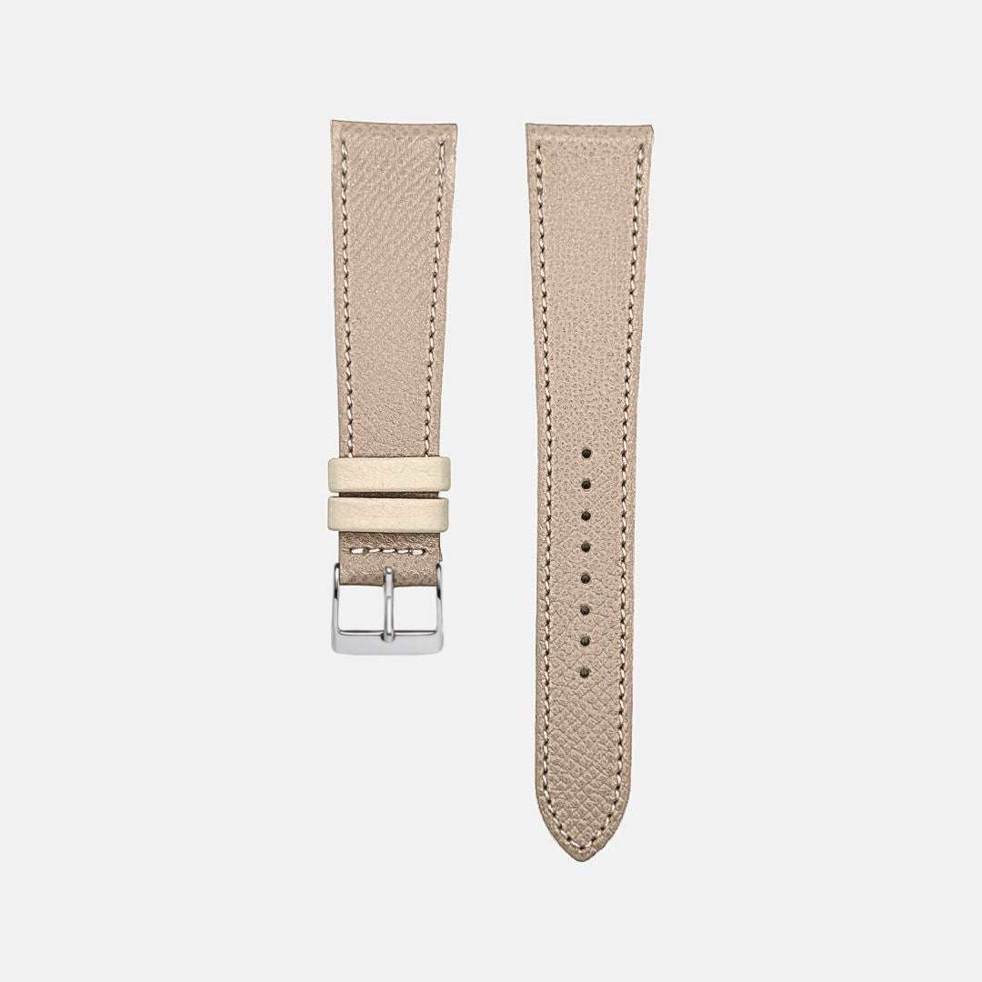 Beiges Uhrenarmband aus hochwertigem Leder – Strapazierfähiges und elegantes Armband, Freistelleransicht, kompatibel mit Jaeger-LeCoultre Memovox