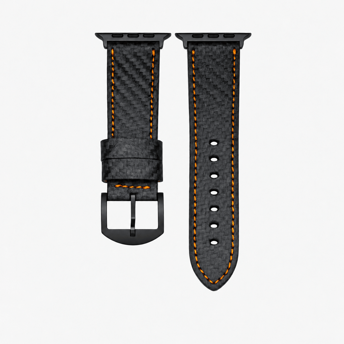 Bergwerk Carbon Orange – Apple Watch Band mit hochwertiger LederCarbon-Struktur. Luxus Carbon Armbänder aus echtem Rindleder.