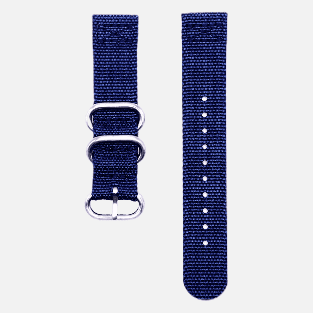 Dunkelblaues 2-teiliges Cotton Band – Strapazierfähiges, handgefertigtes Uhrenarmband aus hochwertigem dunkelblauem Baumwollgewebe, ideal für sportliche und elegante Zeitmesser