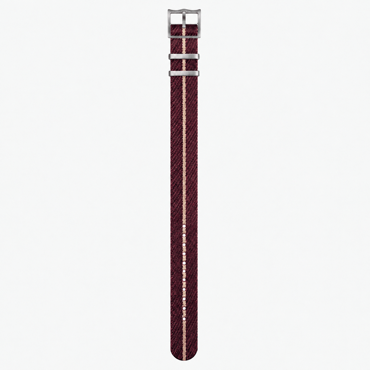 Durchzugsband Cotton – Uhrenarmband aus Nylon-Gewebe in Lila/Schwarz/Khaki, 278mm lang, sportliches Design.