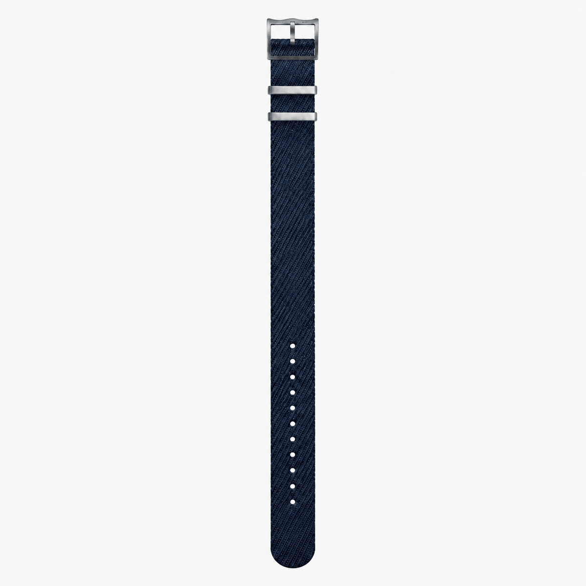 Durchzugsband Cotton – Uhrenarmband aus Nylon-Gewebe in Schwarz/Blau, M (278mm) für sportlichen Style und Komfort.