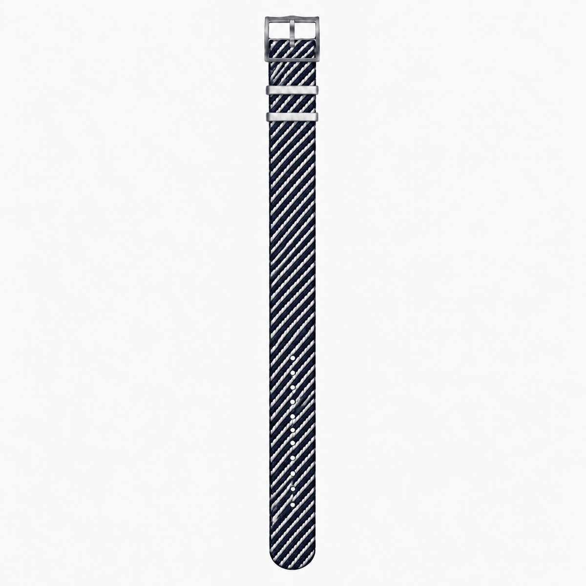 Durchzugsband Cotton – Uhrenarmband aus Nylon-Gewebe in Blau/Weiß, Länge M (278mm) und sportlichem Design.