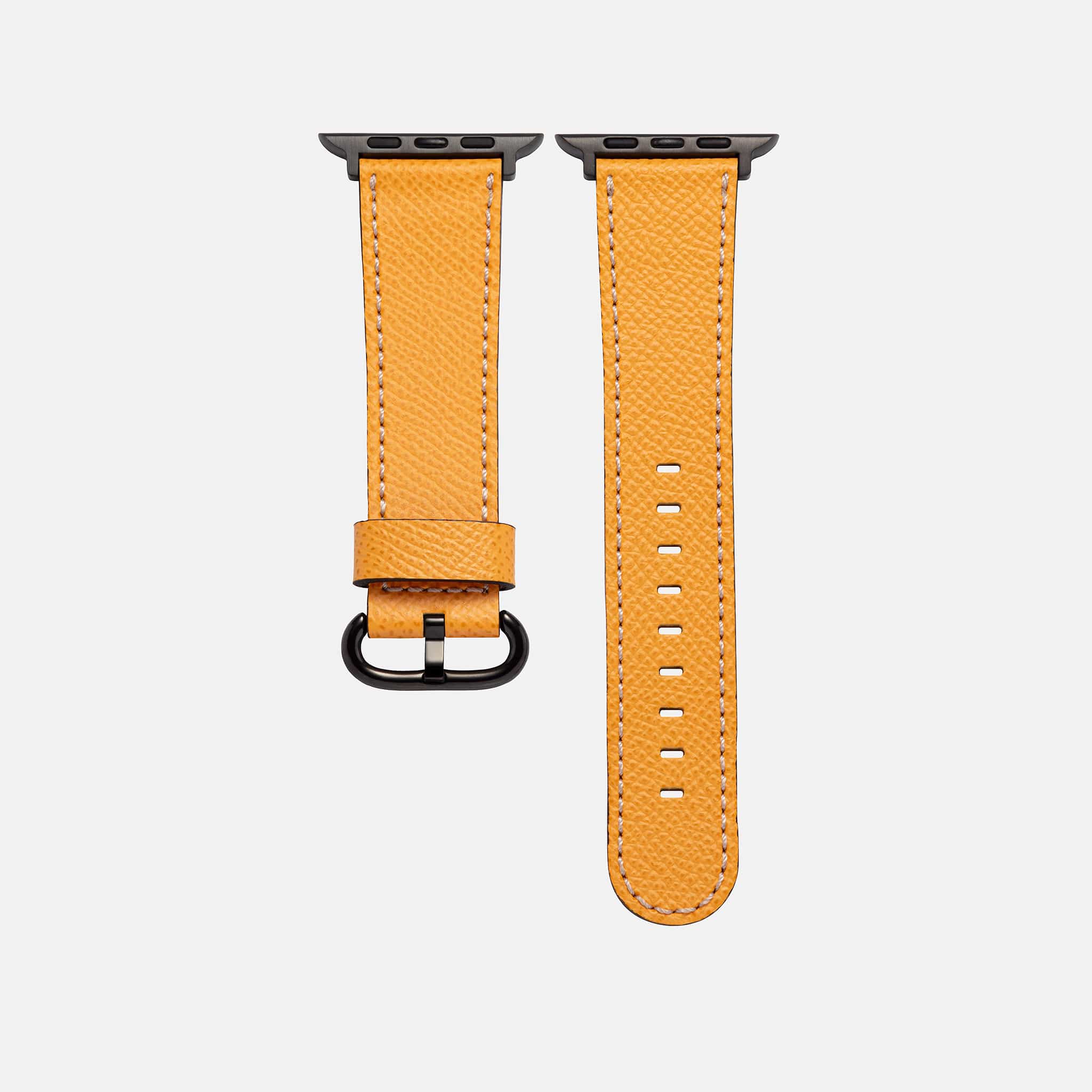 Gelbes Epsom Leder-Armband für Apple Watch – Strapazierfähiges, elegantes Lederarmband, Freistelleransicht ohne Uhr