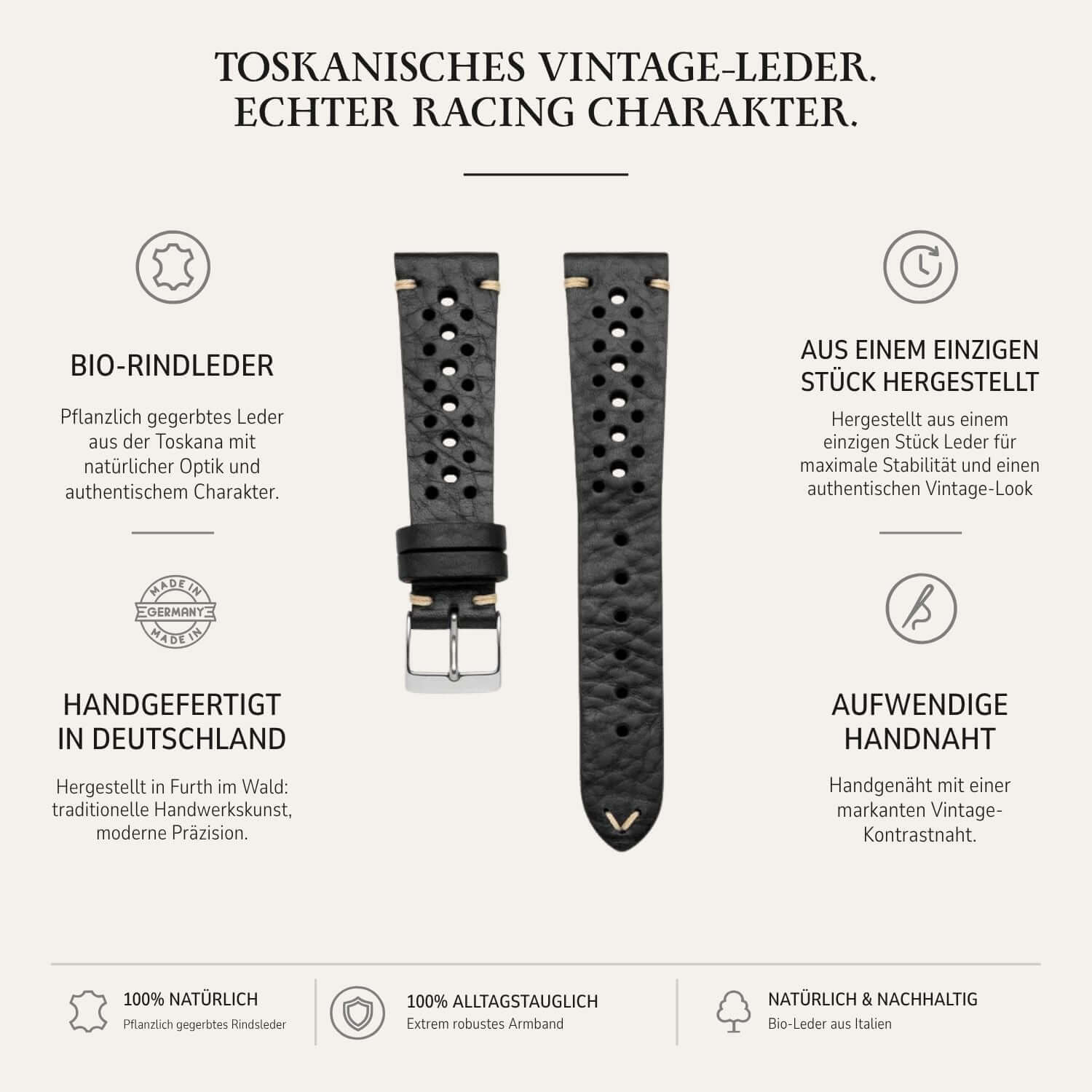 Hunter Racing – Leather watch strap in racing style