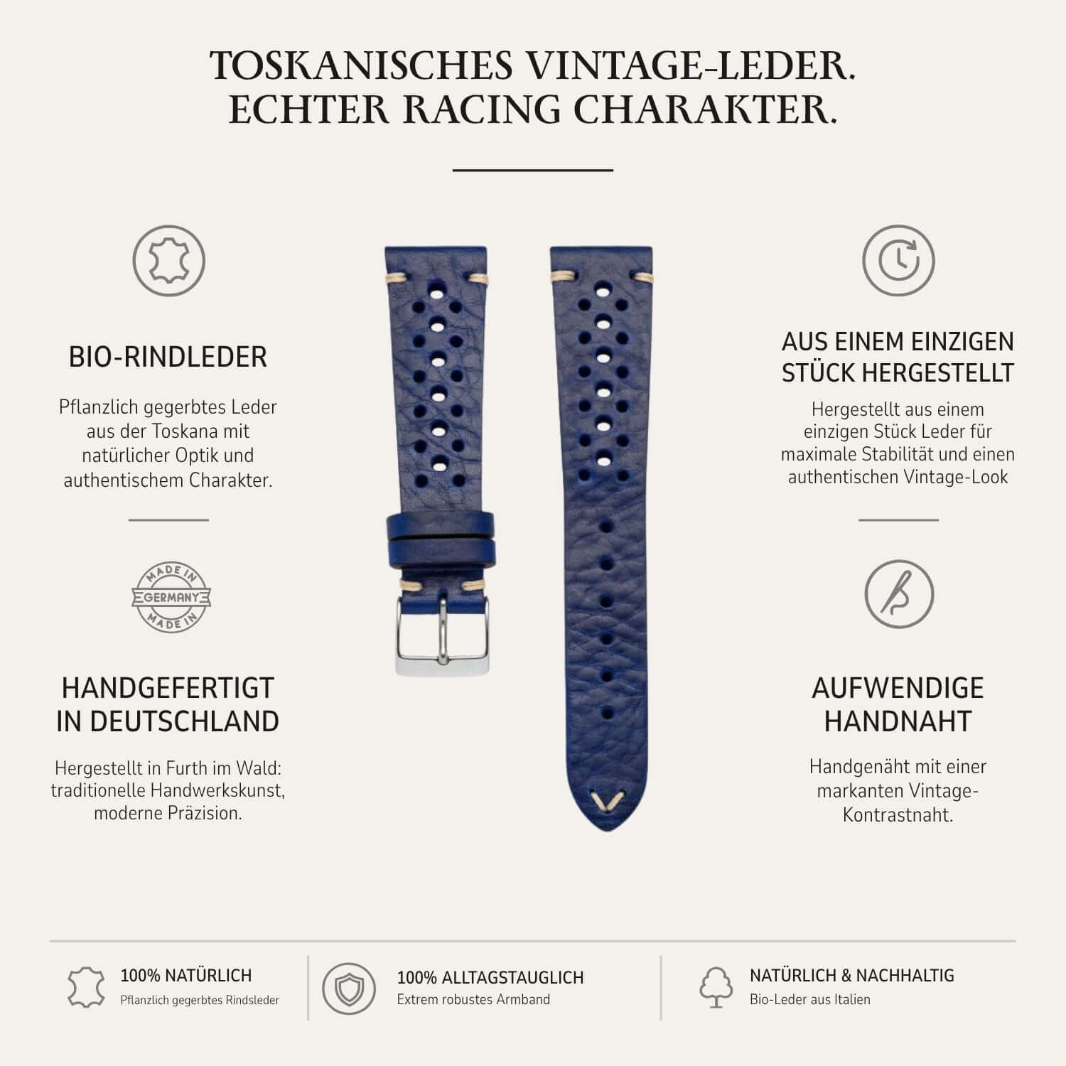 Hunter Racing – Leather watch strap in racing style