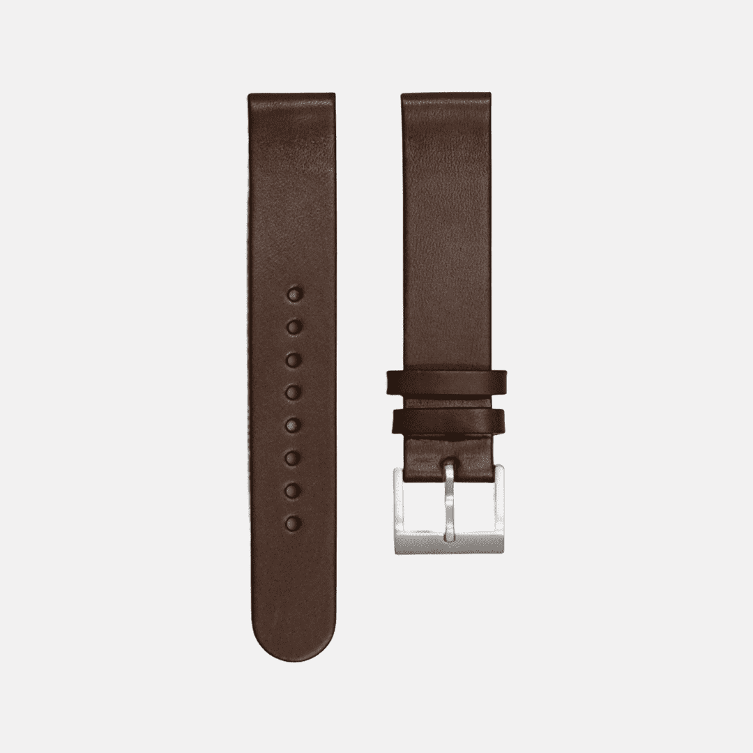 Dunkles, braunes Instrmtn watch strap Lederarmband für Uhren mit schlanker, eleganter Schließe.