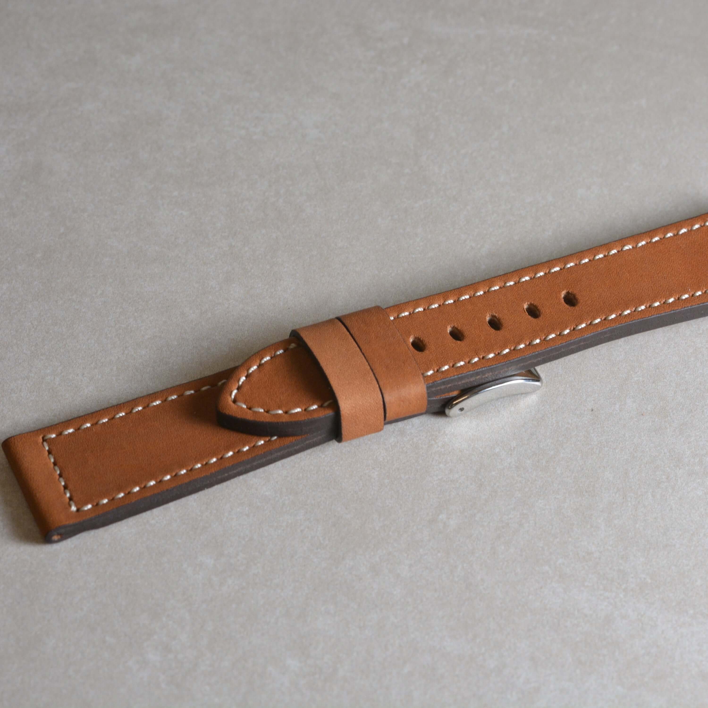 Snow Calf – Vintage Lederarmband passend für Panerai, handgefertigtes Kalbleder Uhrenarmband.