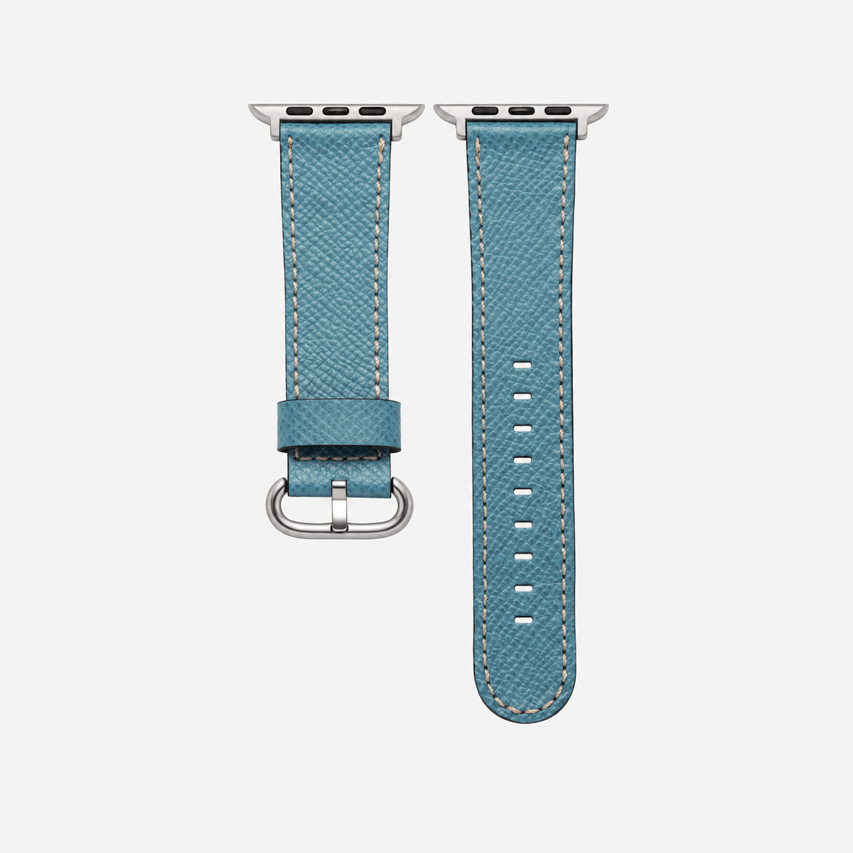 Luxuriöses Apple Watch Lederarmband Damen Cupertino Hellblau, hochwertig aus Epsom Kalbleder in zartem Hellblau, made in Germany.