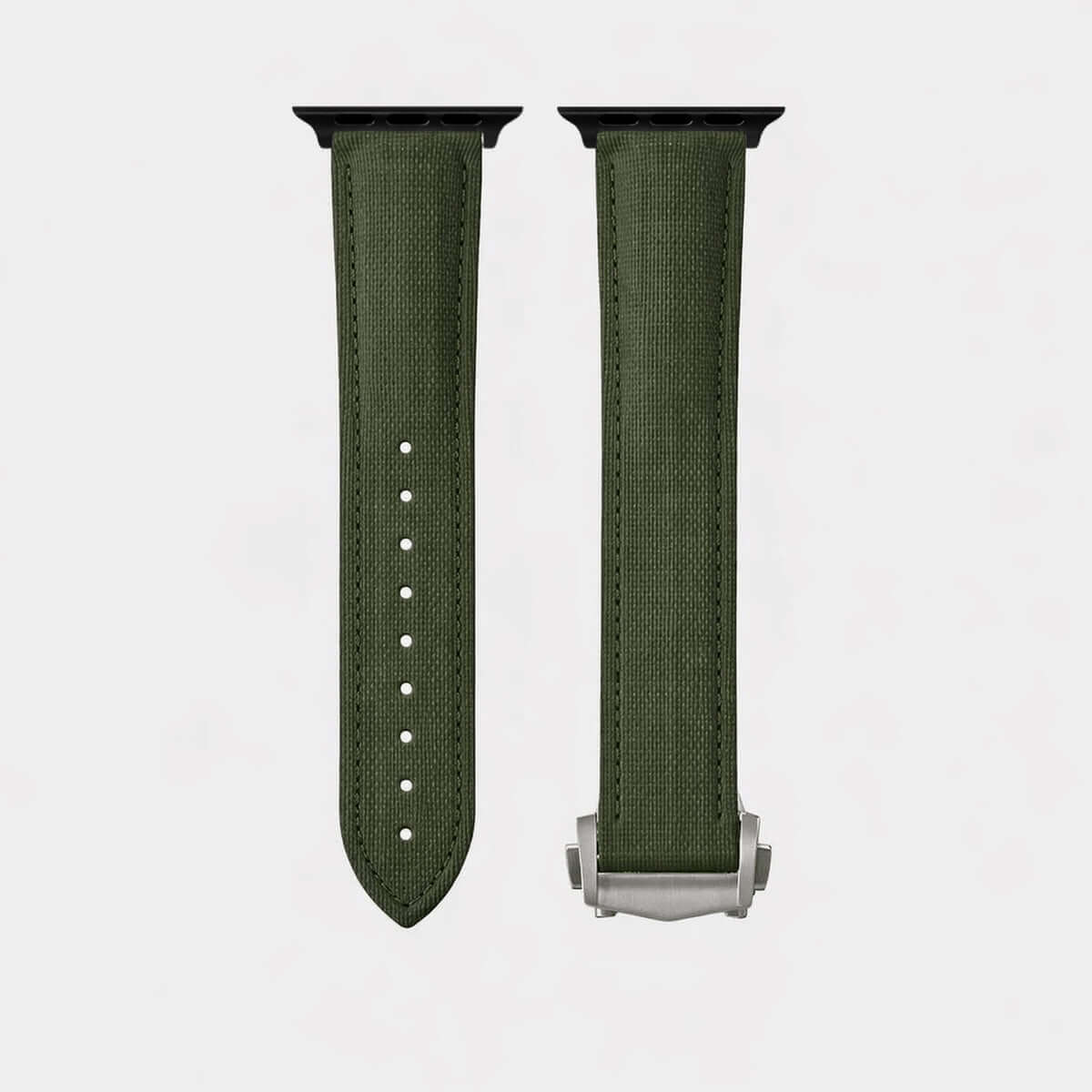 Monaco Olive –  Faltschließen Apple Watch aus FKM Kautschuk, grünes Armband, minimalistisch und wasserfest.