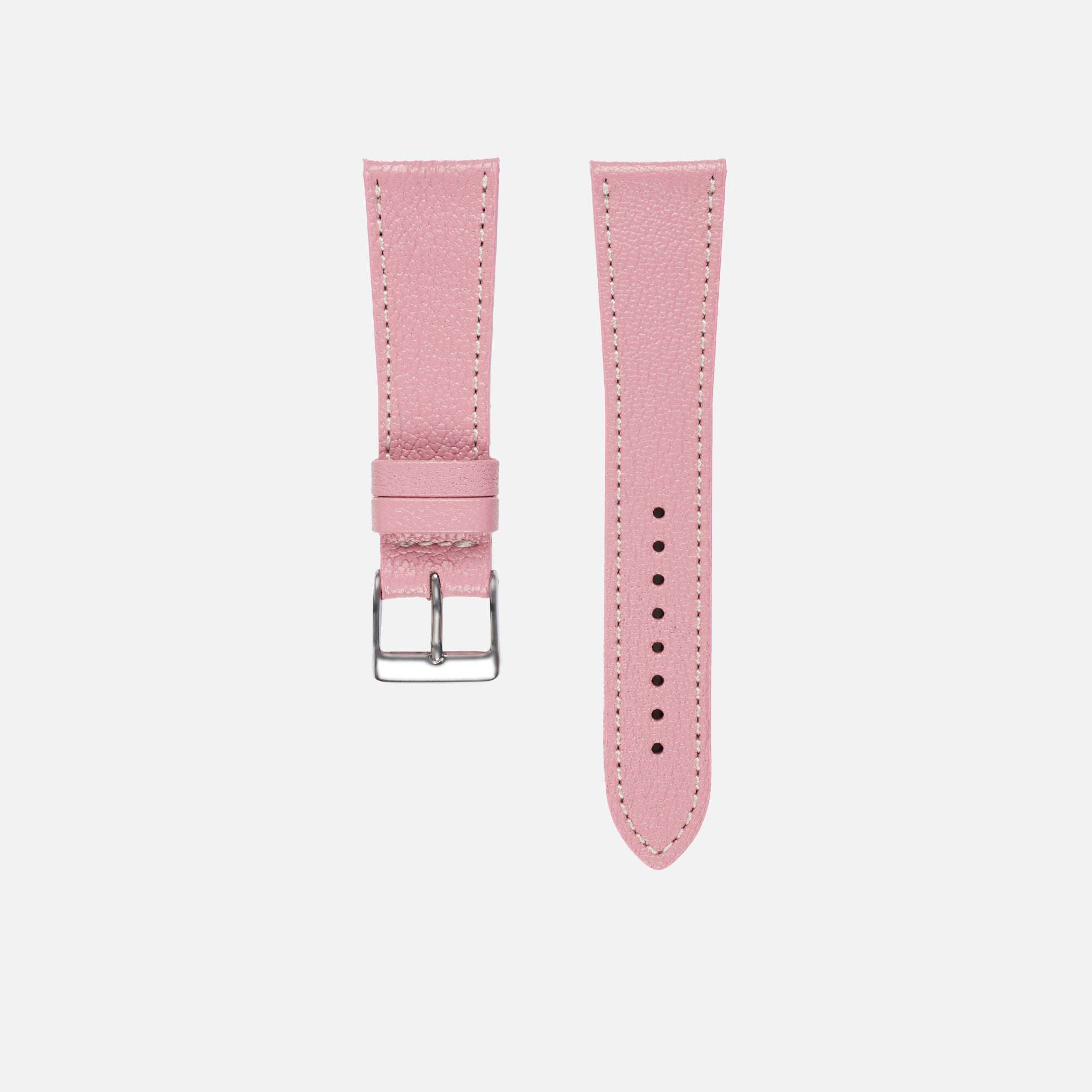 Freisteller eines pinken Ziegenleder Uhrenarmbands von Alran Leder – Detailaufnahme des exklusiven Uhrenarmbands aus hochwertigem pinkem Ziegenleder von Alran. Das Band zeichnet sich durch seine weiche Textur und elegante Verarbeitung aus und bietet einen luxuriösen Look für anspruchsvolle Uhren.