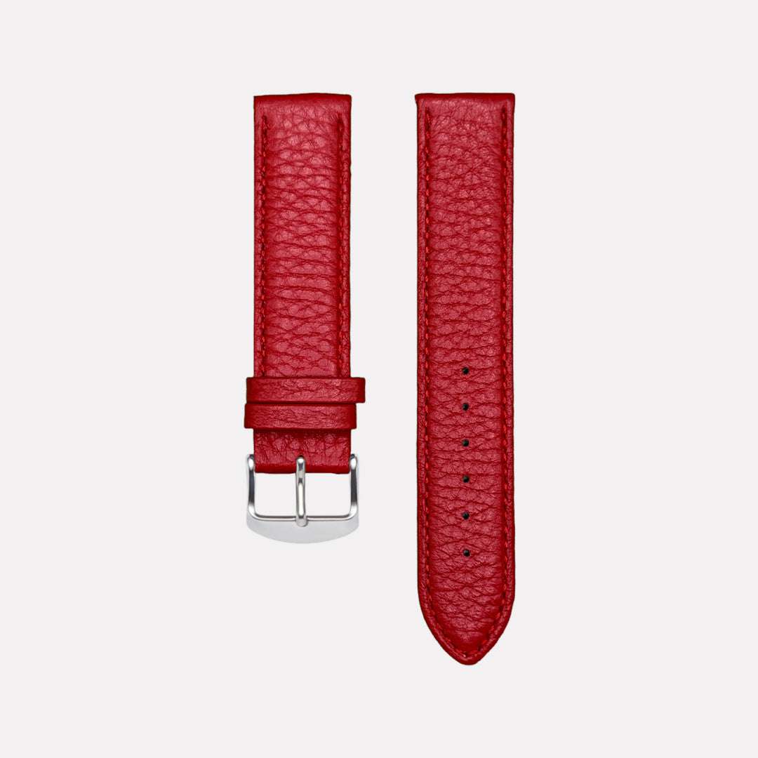 Rotes Echt-Hirschleder Uhrenarmband – Handgefertigtes, strapazierfähiges Uhrenarmband aus hochwertigem Hirschleder, Made in Germany, ideal für luxuriöse und sportliche Uhren