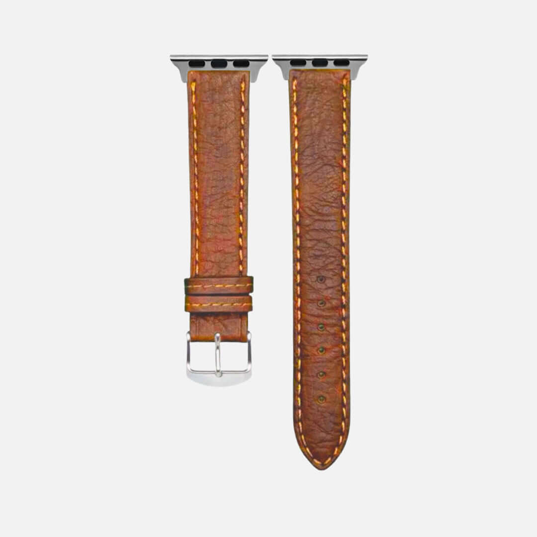 Rustikales hellbraunes Stierleder-Armband für Apple Watch – Hochwertiges, robustes Lederarmband aus Stierleder, Freistelleransicht
