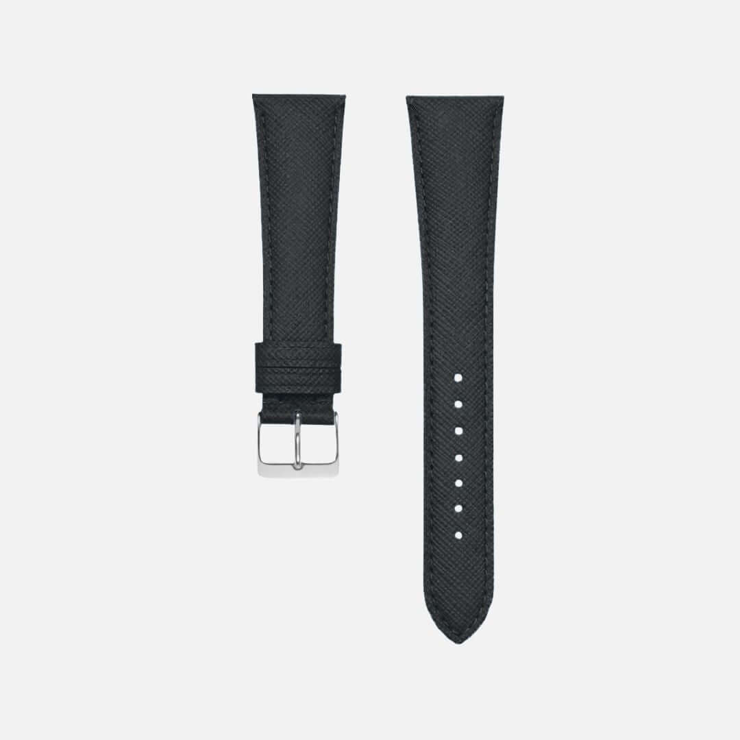 Saffiano – Uhrenarmband mit charakteristischer Saffiano Kreuzprägung in elegantem Schwarz.