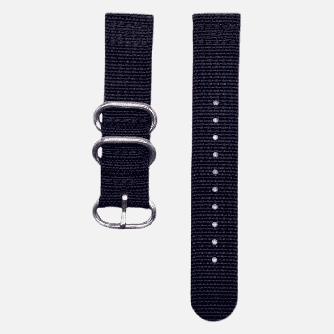 Schwarzes 2-teiliges Cotton Band – Strapazierfähiges, handgefertigtes Uhrenarmband aus hochwertigem schwarzem Baumwollgewebe, ideal für sportliche und elegante Zeitmesser