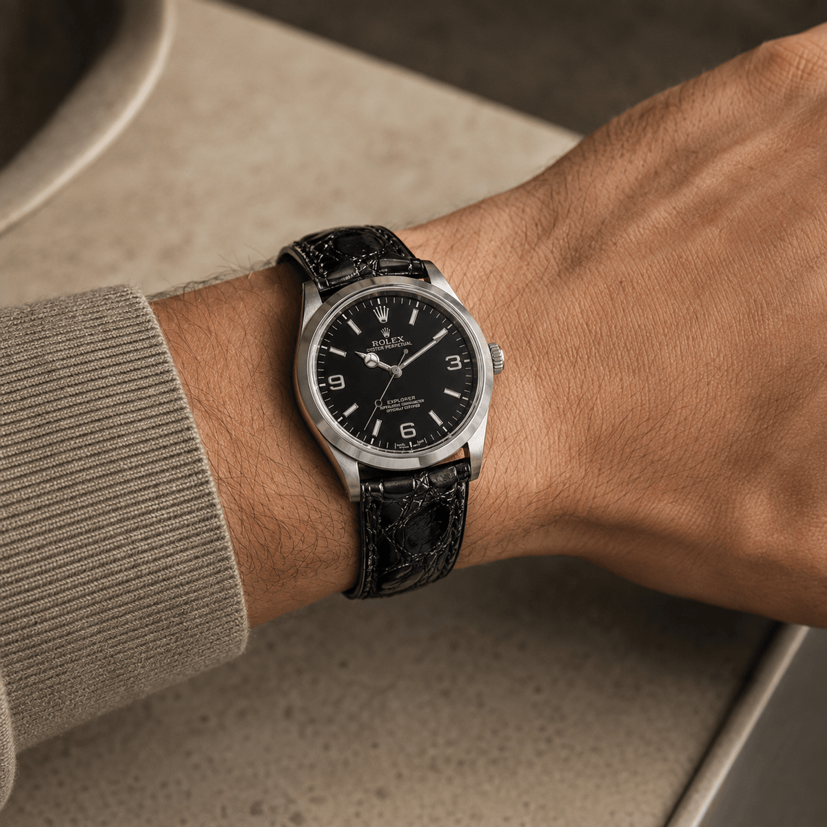 Shiny – Uhrenarmband aus glänzendem Kaimanleder