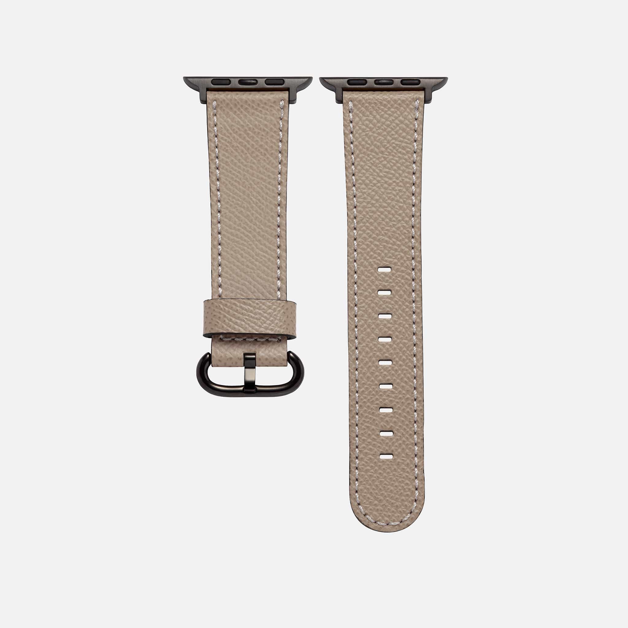 Taupefarbenes Epsom Leder-Armband für Apple Watch – Strapazierfähiges, elegantes Lederarmband, Freistelleransicht ohne Uhr