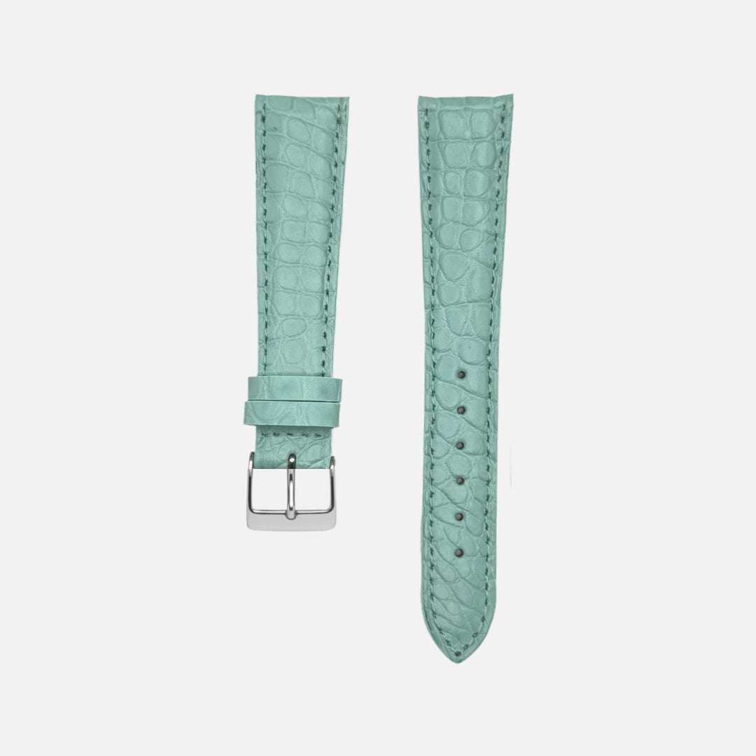 Tiffanyblaues Kroko Alligator Uhrenarmband – Handgefertigtes, luxuriöses Uhrenarmband aus hochwertigem Kroko Alligatorleder in Tiffanyblau, ideal für elegante und sportliche Zeitmesser