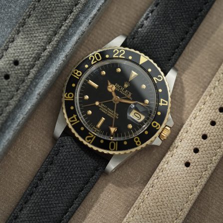 Black Canvas strap on a Rolex GMT Master 2
